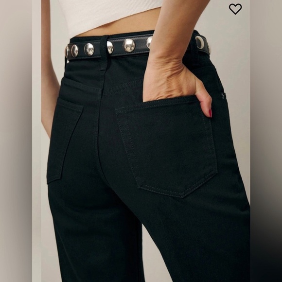 NWT Reformation x Camille Rowe Mid Rise Relaxed Straight Jeans Black 30 - Picture 2 of 13